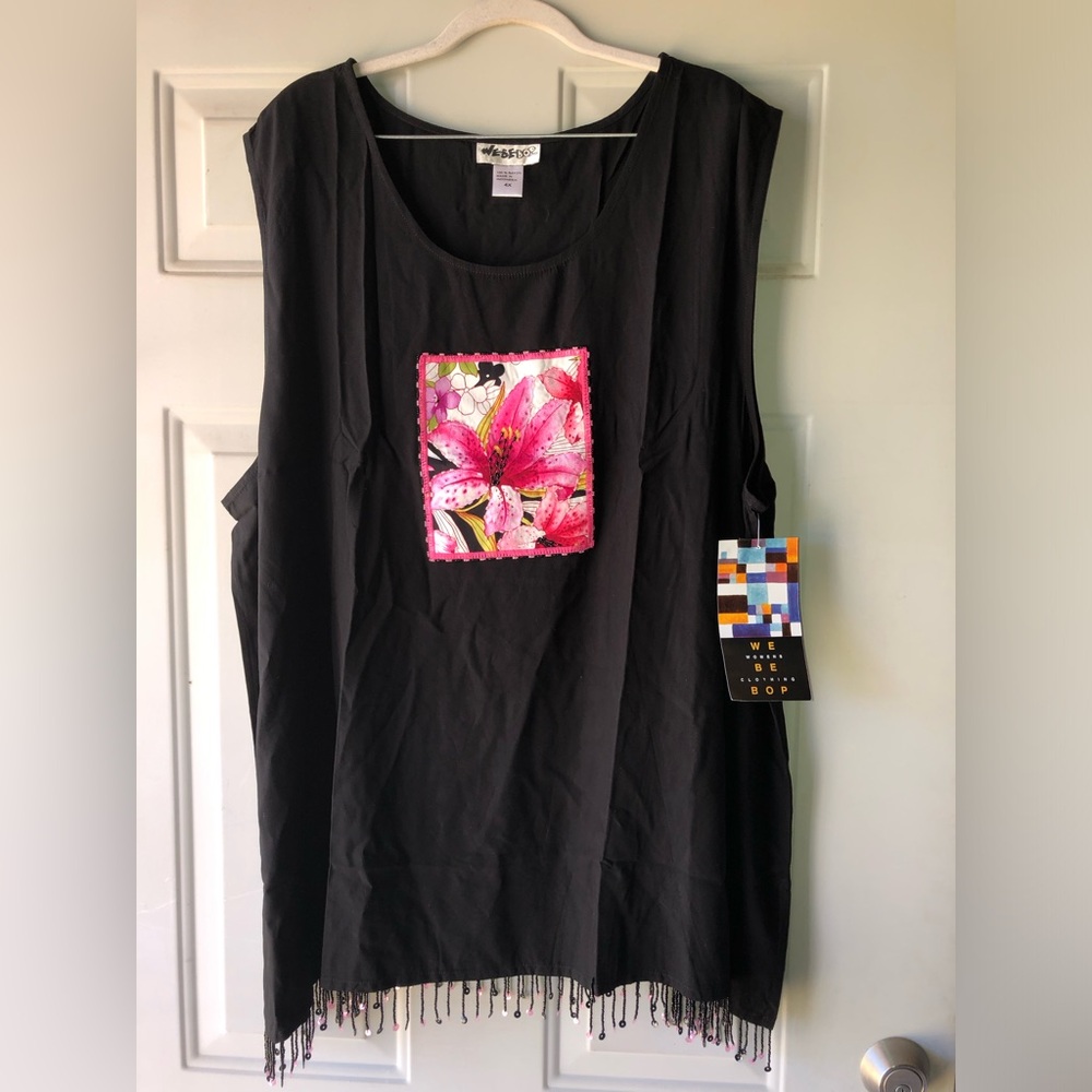 We Be Bop floral beaded appliqué sleeveless top size 4X